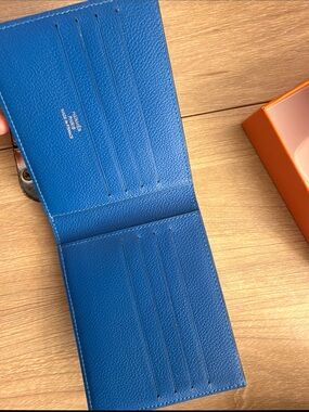Hermes Blue Leather MC² Copernic Compact Wallet